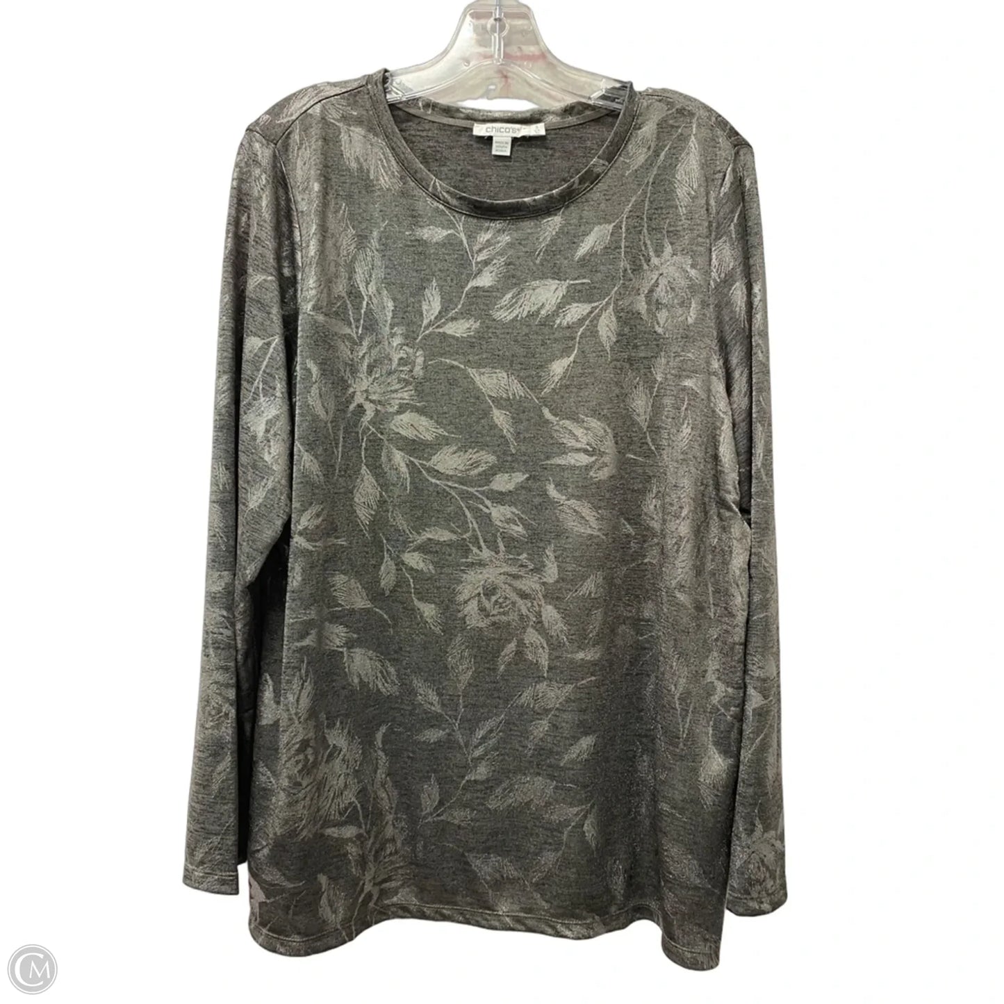 Top Long Sleeve Basic By Chicos In Grey, Size: Xl