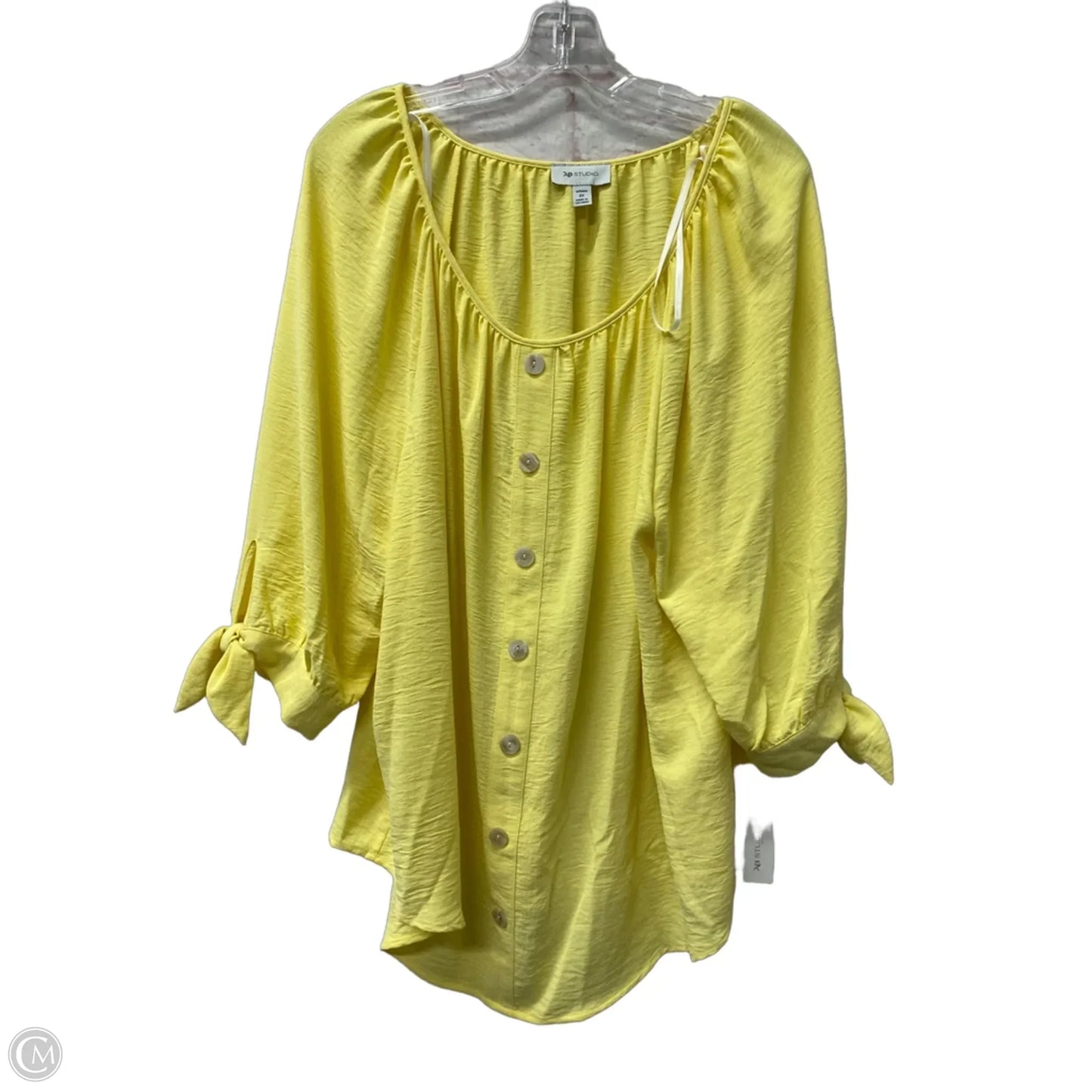 Top Long Sleeve By Ab Studio In Yellow, Size: 2x