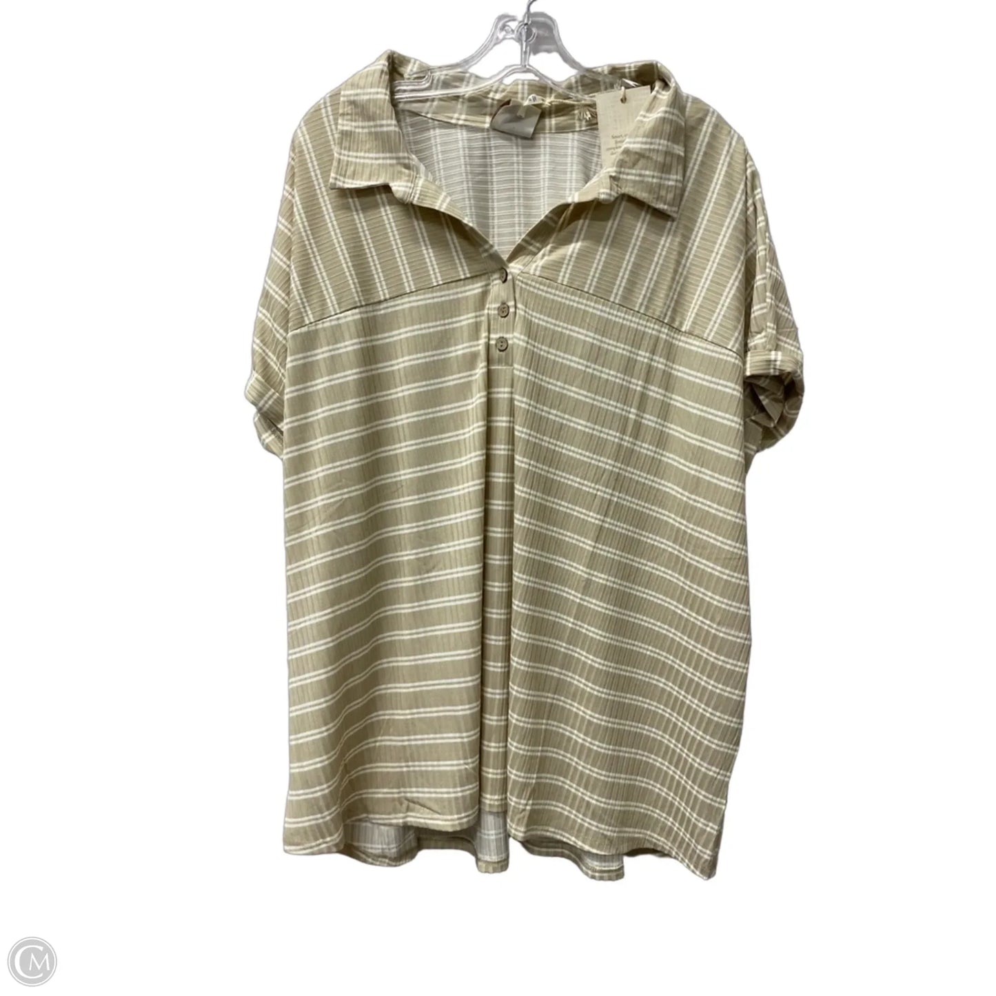 Top Short Sleeve By Tru Self In Tan, Size: 3x
