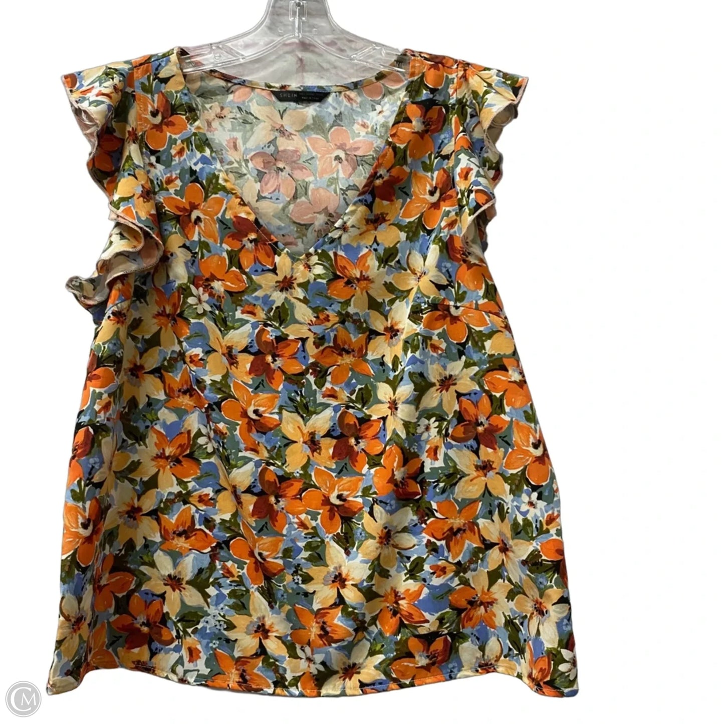 Top Short Sleeve By Shein In Floral Print, Size: L