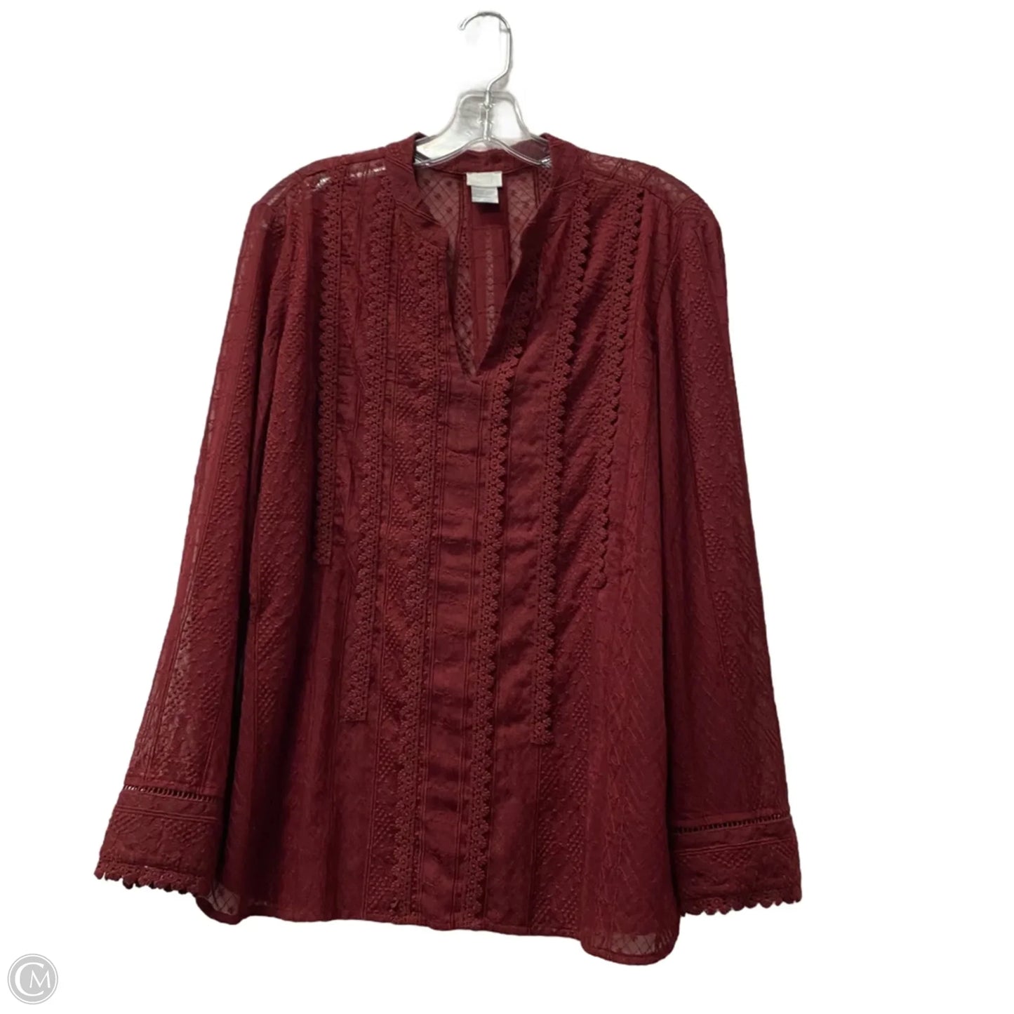 Top Long Sleeve By Chicos In Red, Size: L