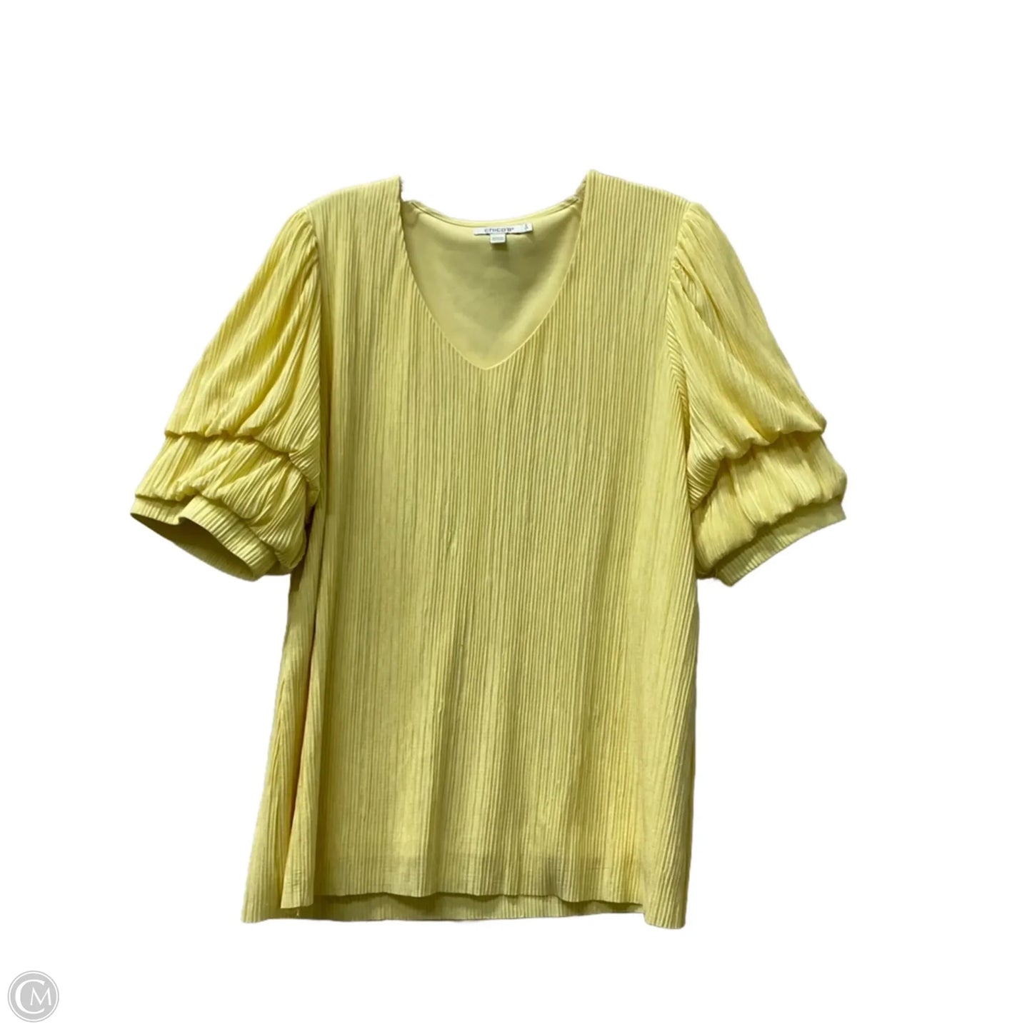 Top Short Sleeve By Chicos In Yellow, Size: L
