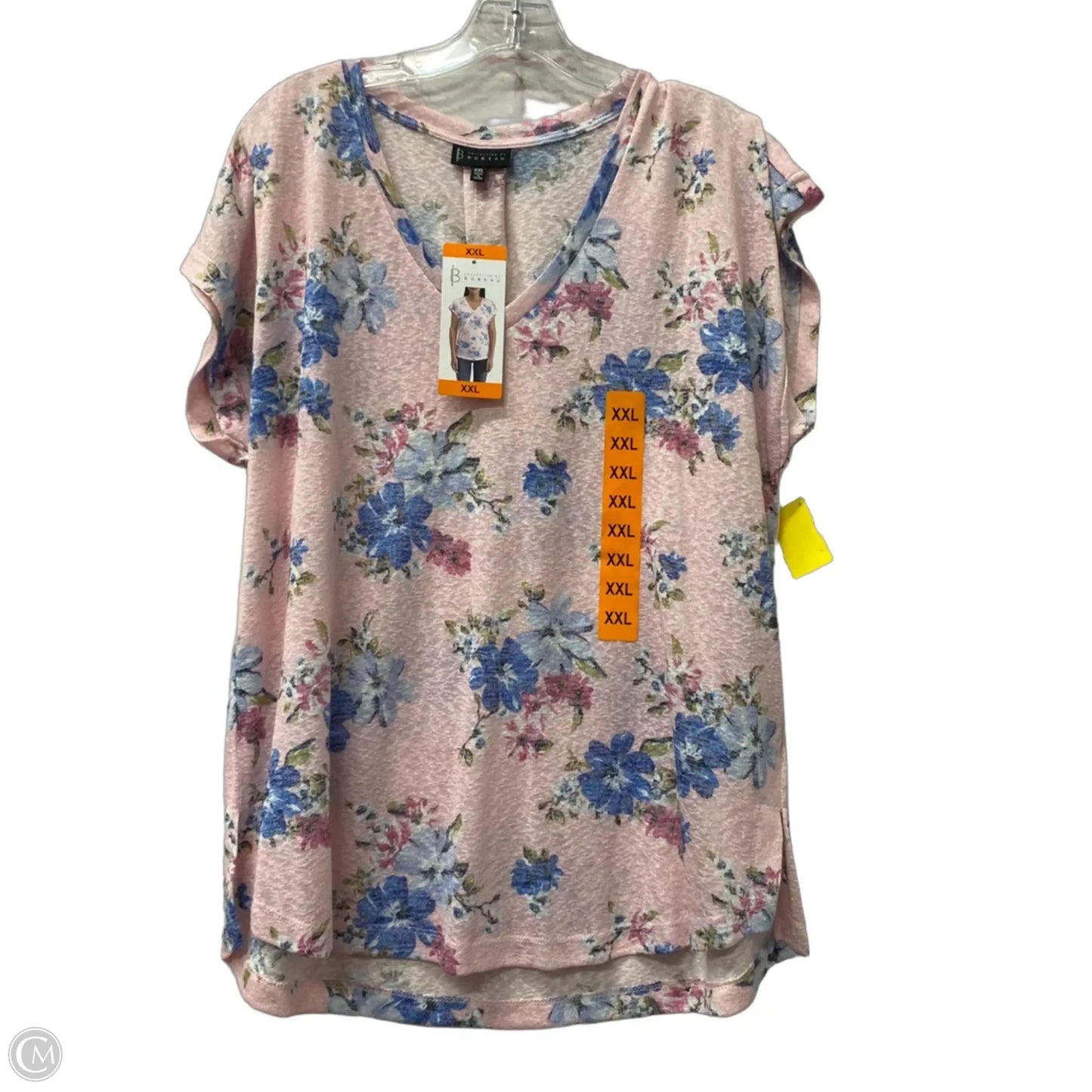 Top Short Sleeve By Bobeau In Pink, Size: Xxl