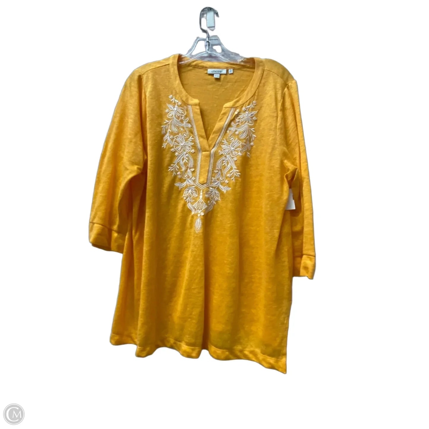 Top Long Sleeve By Chicos In Orange, Size: L