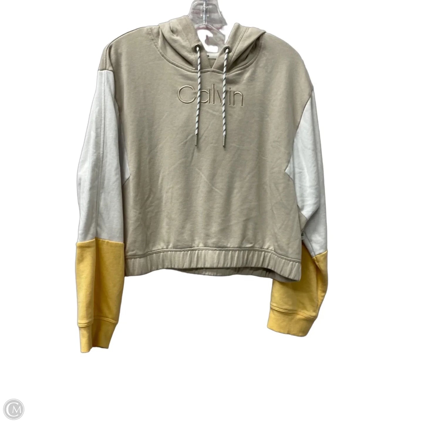 Sweatshirt Hoodie By Calvin Klein In Tan, Size: Xl