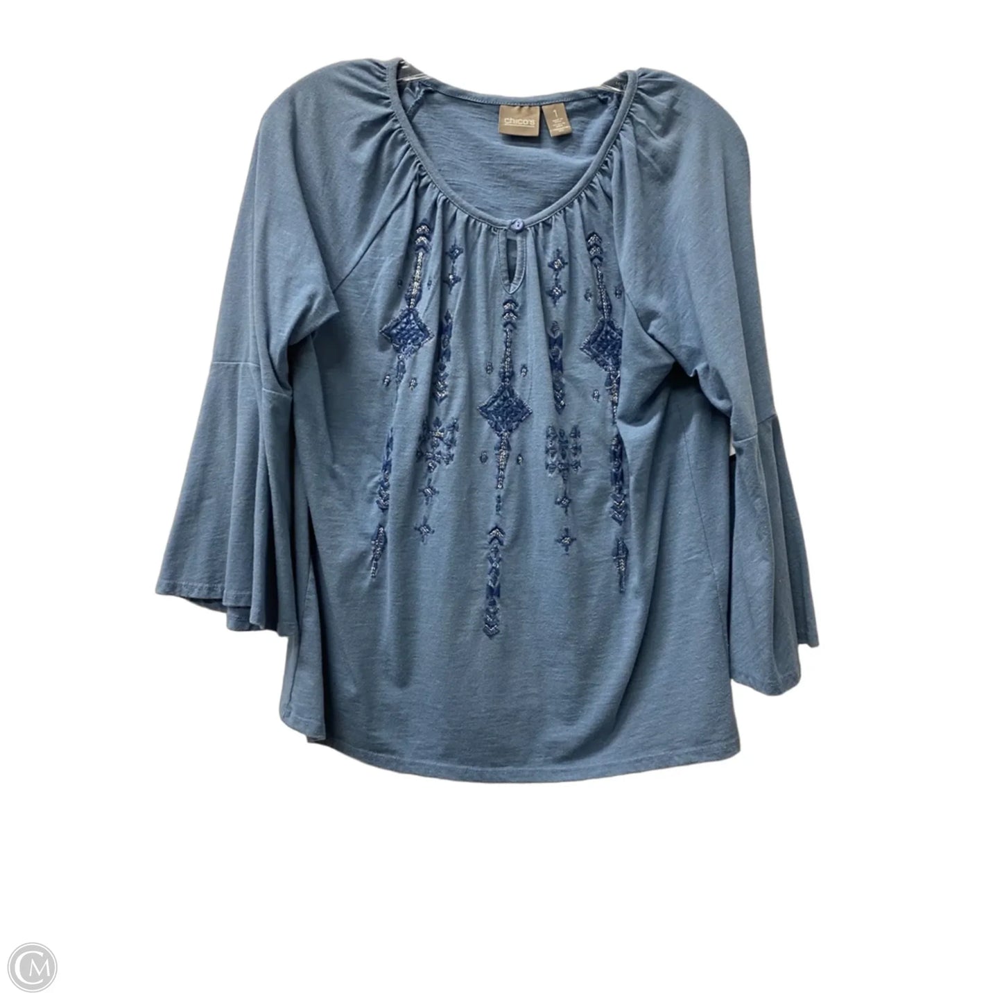 Top Long Sleeve By Chicos In Blue, Size: M