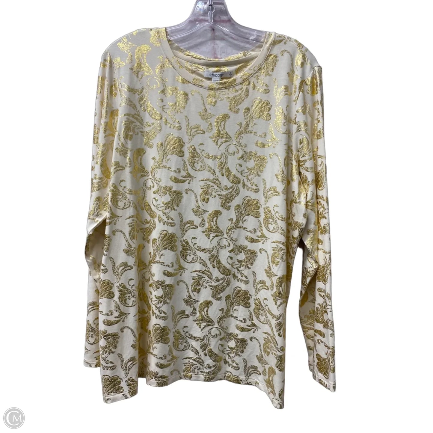 Top Long Sleeve By Chicos In Gold, Size: Xl