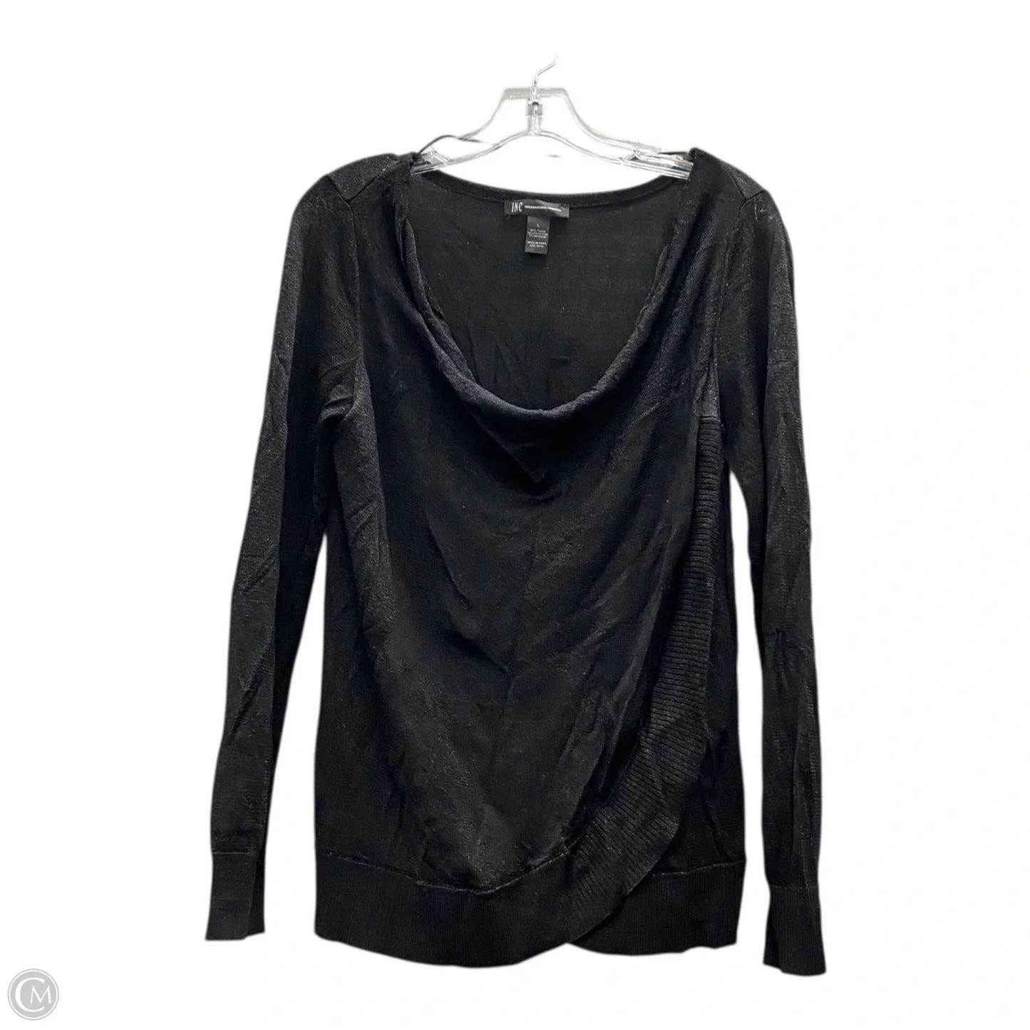 Top Long Sleeve By International Concepts In Black, Size: L