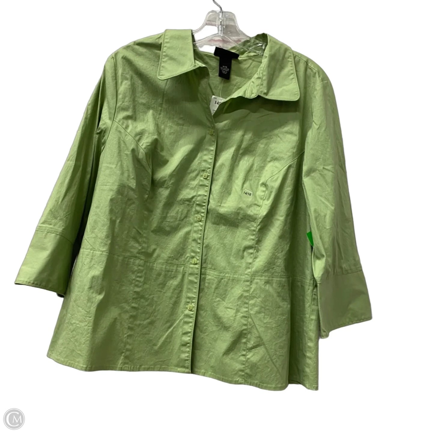 Top 3/4 Sleeve By Lane Bryant In Green, Size: L