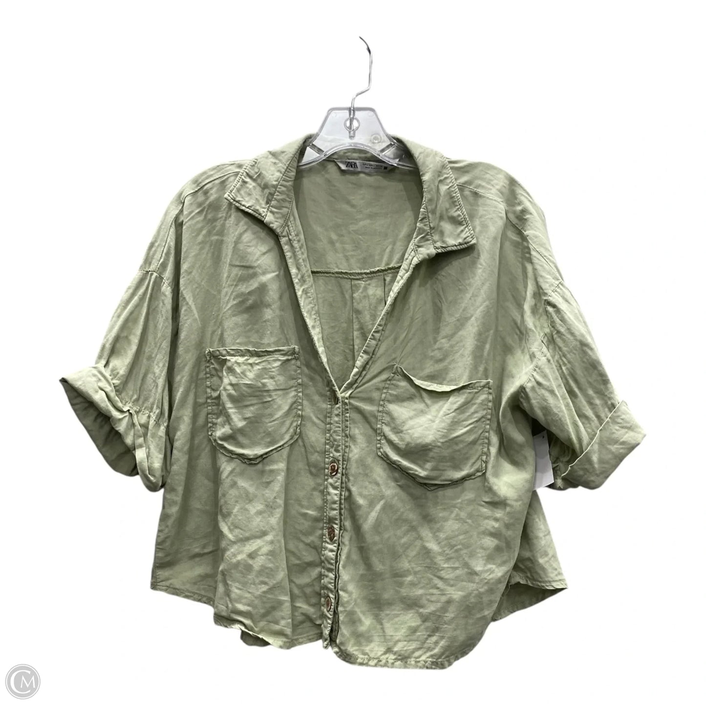 Top Short Sleeve By Zara In Green, Size: L