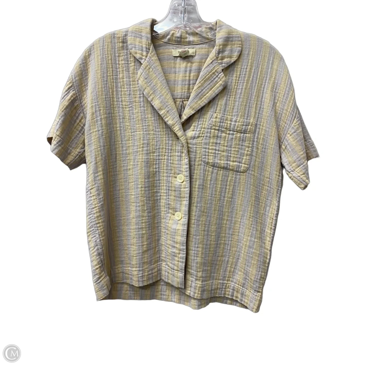 Top Short Sleeve By Madewell In Cream & Purple, Size: Xs