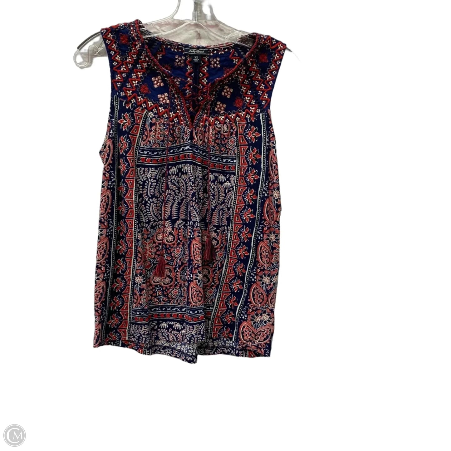Top Sleeveless By Lucky Brand In Blue Red & White, Size: Xs