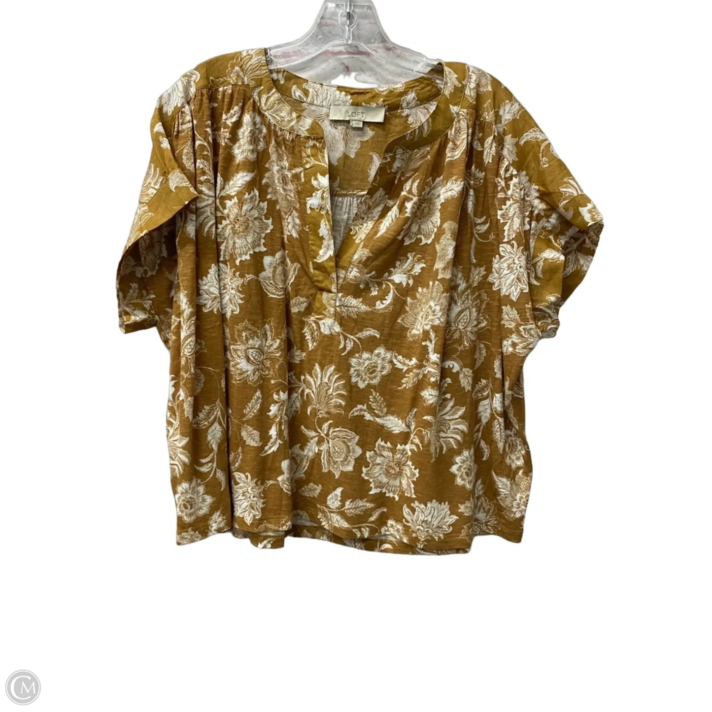 Top Short Sleeve By Loft In Brown, Size: L