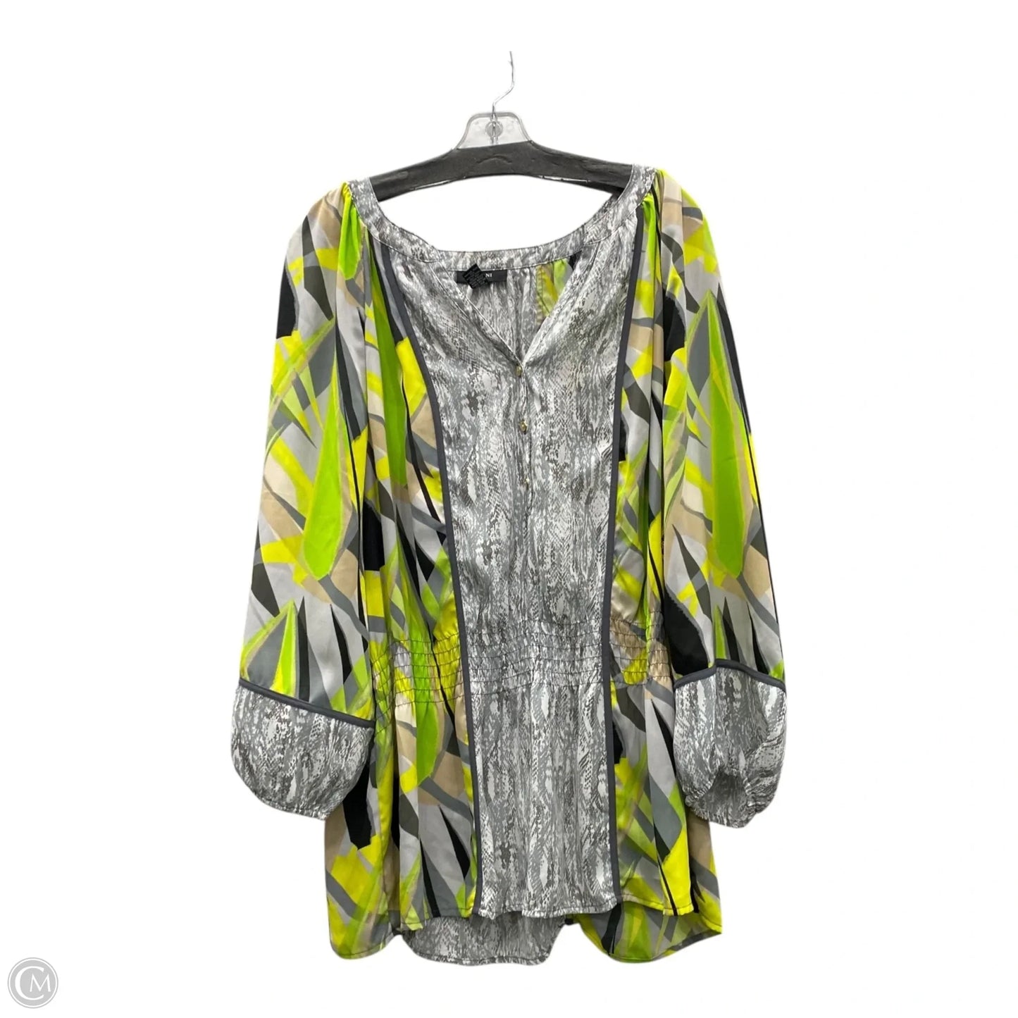 Top 3/4 Sleeve By Alfani In Green & Grey, Size: 1x