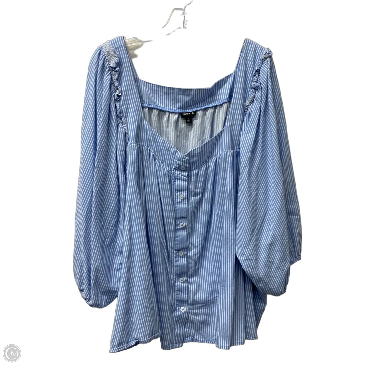 Top 3/4 Sleeve By Torrid In Blue & White, Size: 6