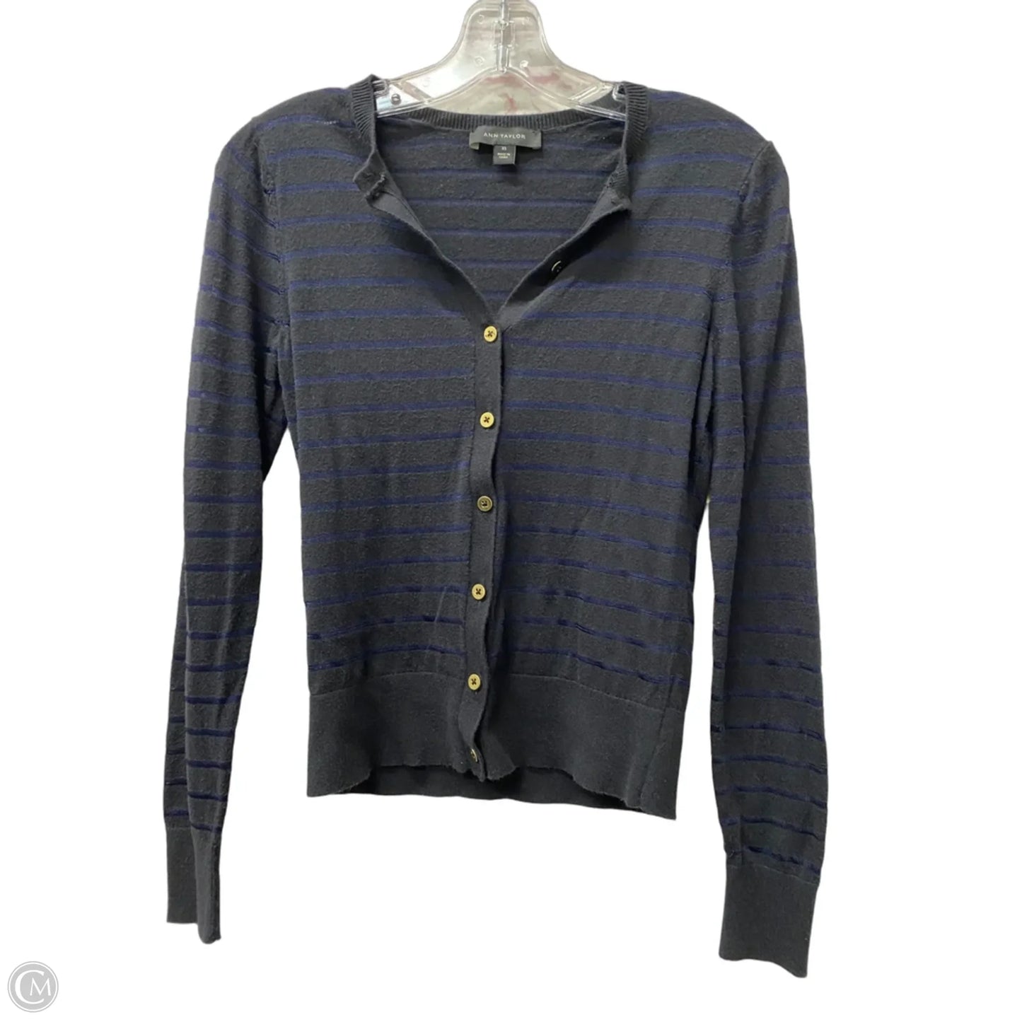 Cardigan By Ann Taylor In Black & Blue, Size: Xs