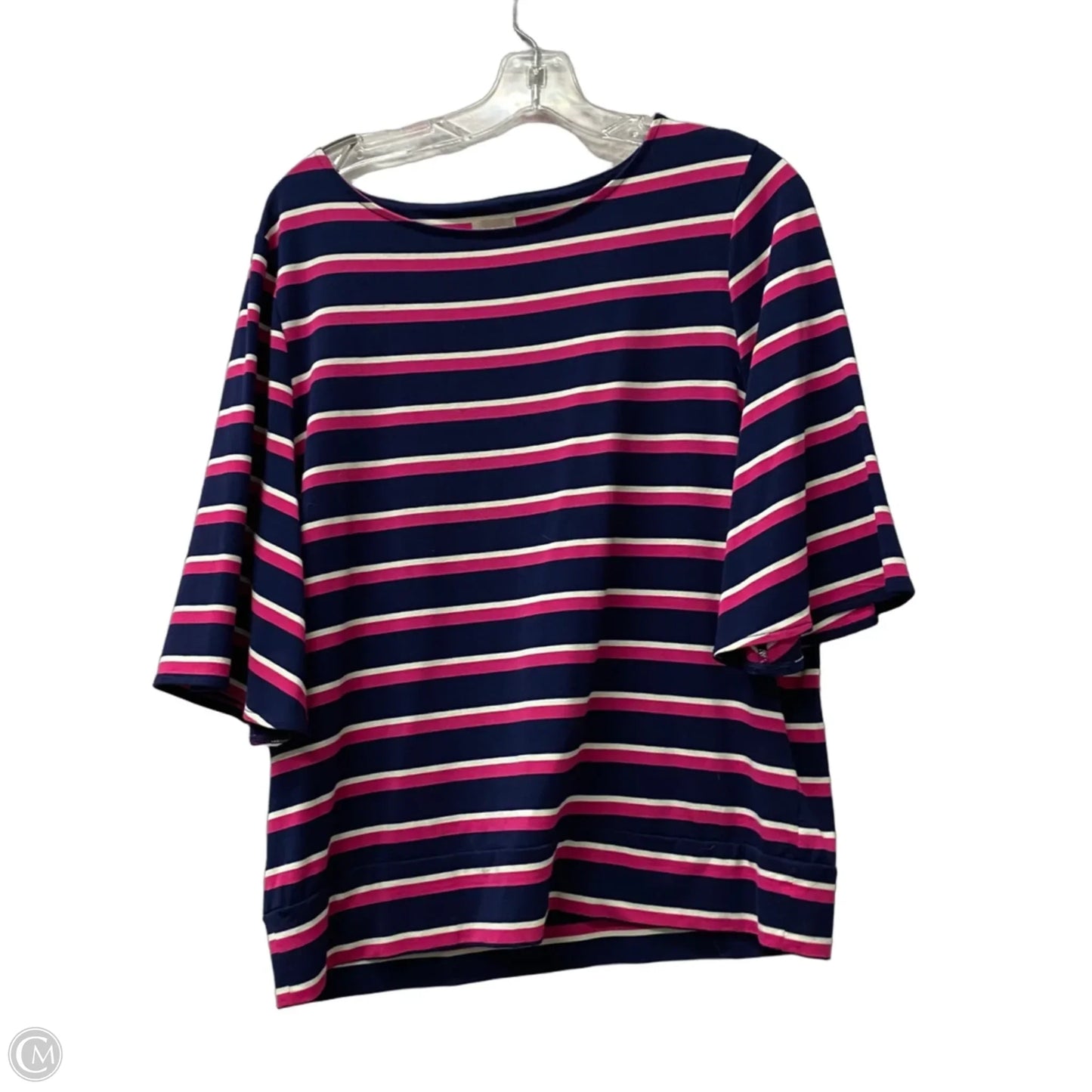 Top Short Sleeve By Chicos In Blue & Pink, Size: L
