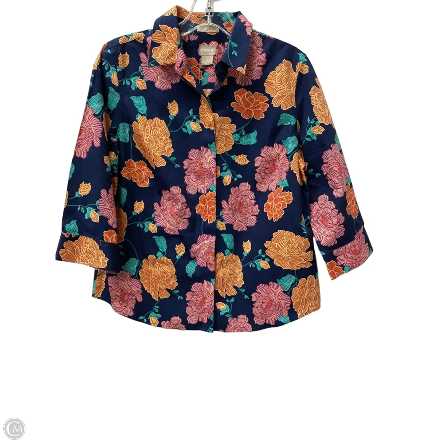 Top Long Sleeve By Chicos In Blue, Size: S
