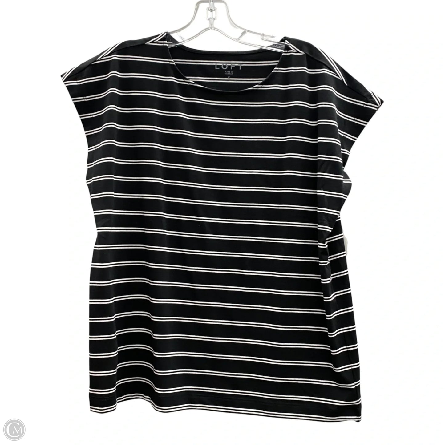 Top Short Sleeve By Loft In Black & White, Size: S