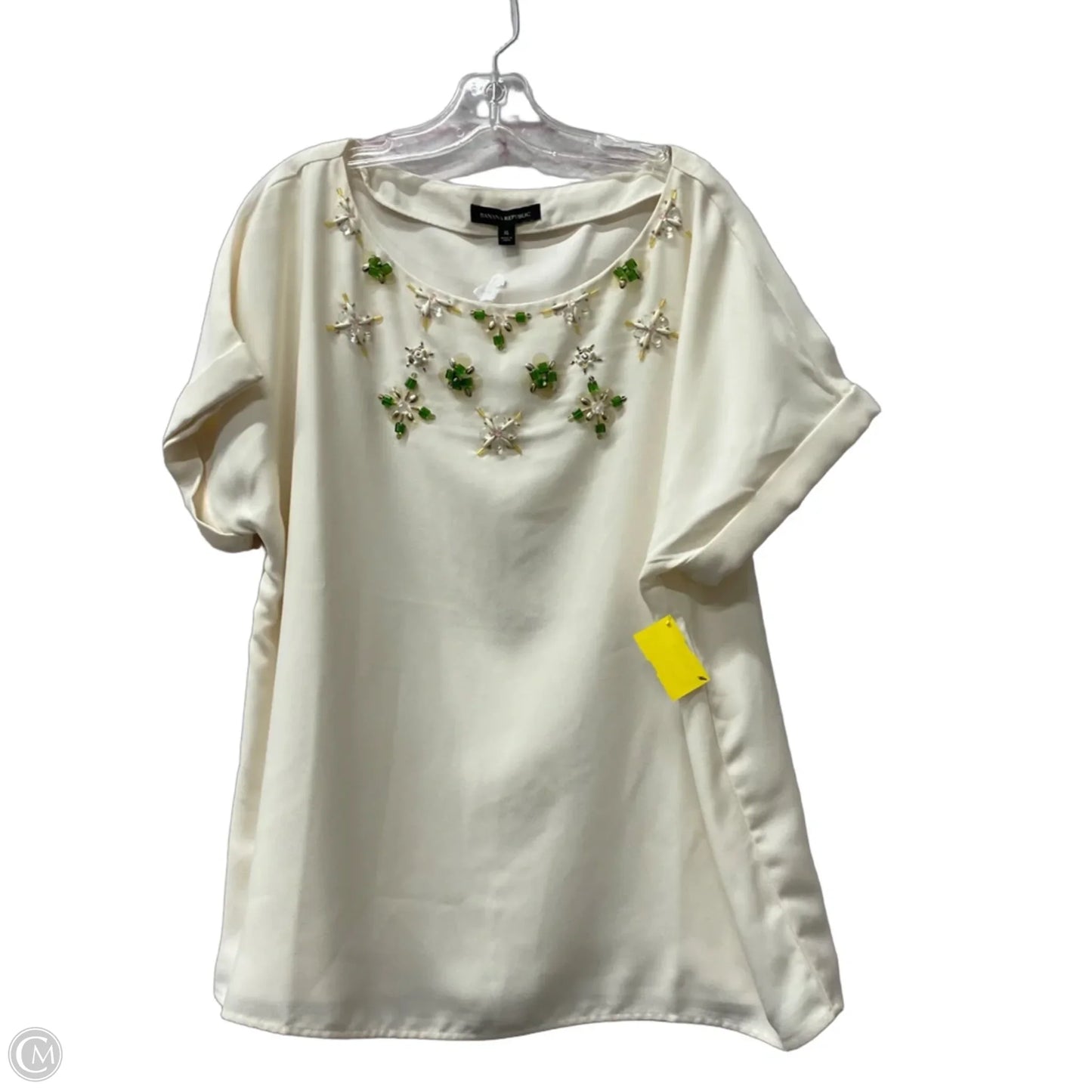 Top Short Sleeve By Banana Republic In Cream, Size: Xl