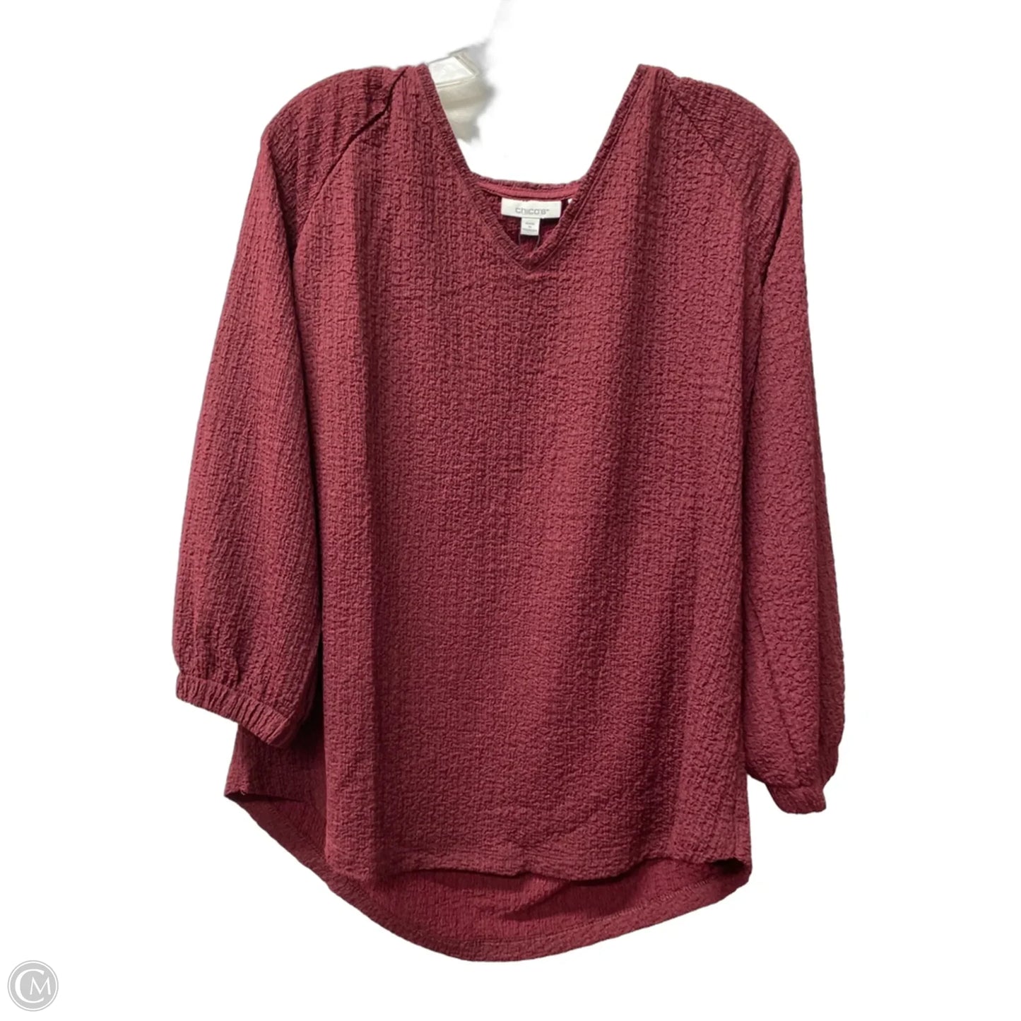 Top Long Sleeve By Chicos In Maroon, Size: Xl