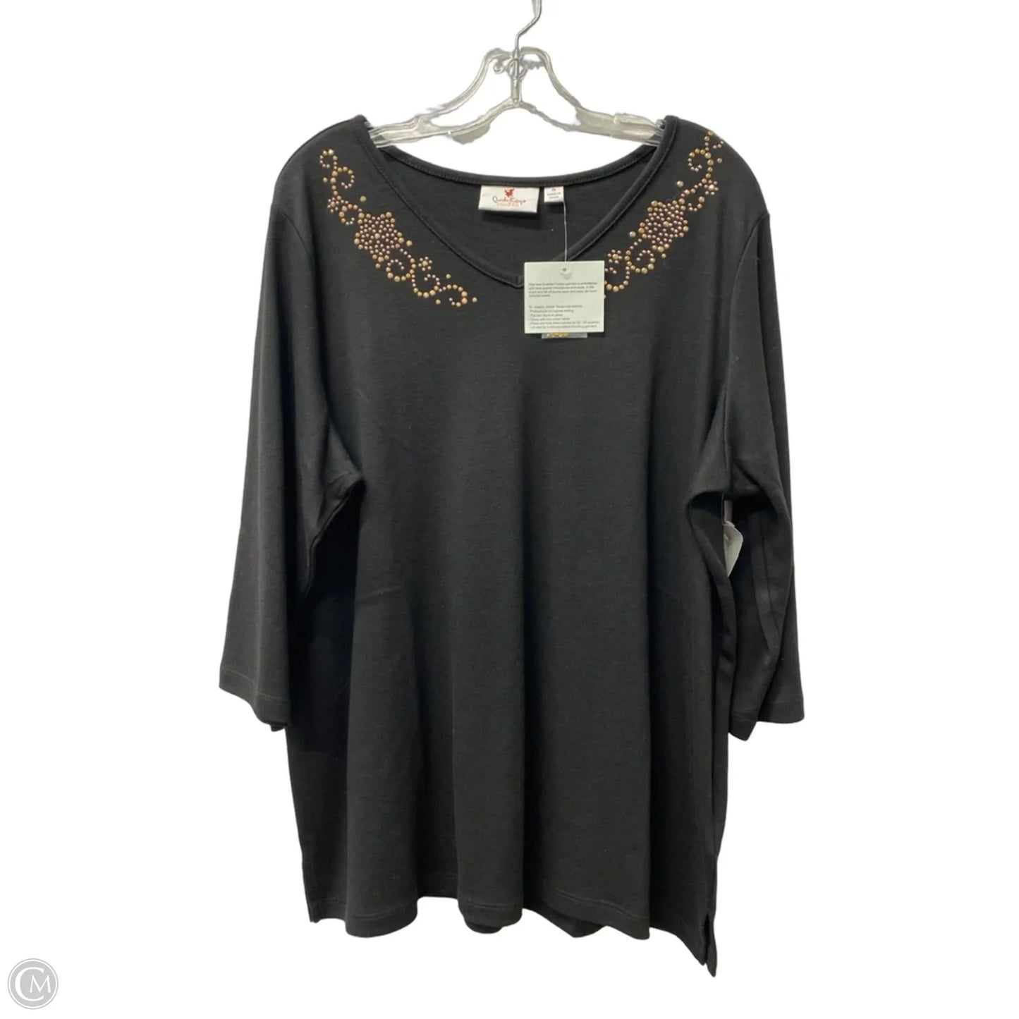 Top Long Sleeve By Quaker Factory In Black, Size: 1x