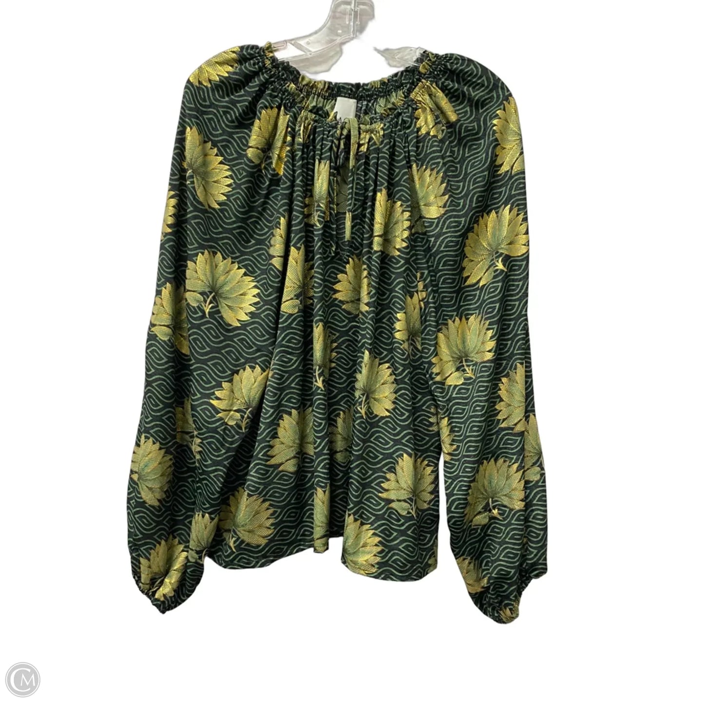 Top Long Sleeve By Cme In Green, Size: L