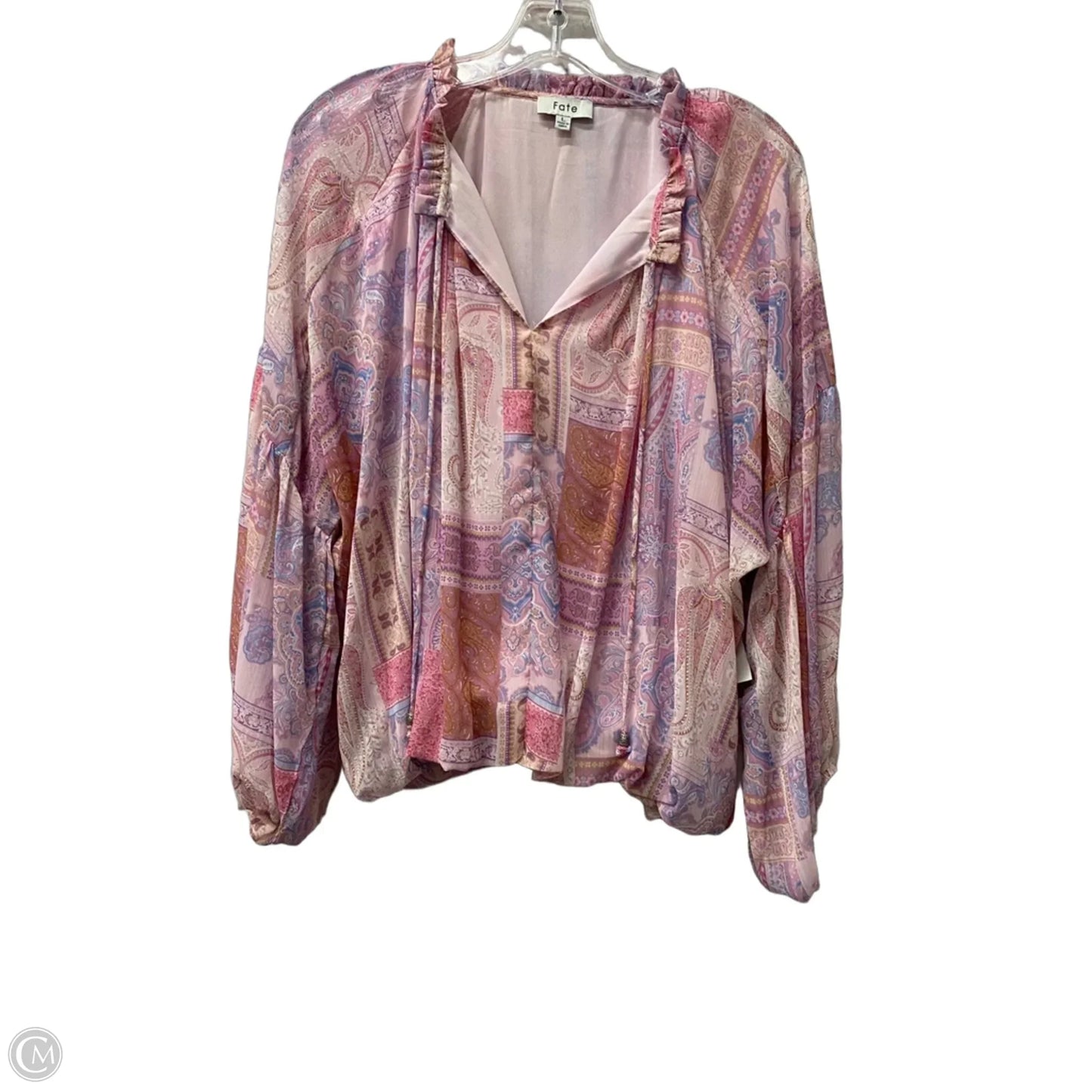 Top Long Sleeve By Fate In Pink, Size: L