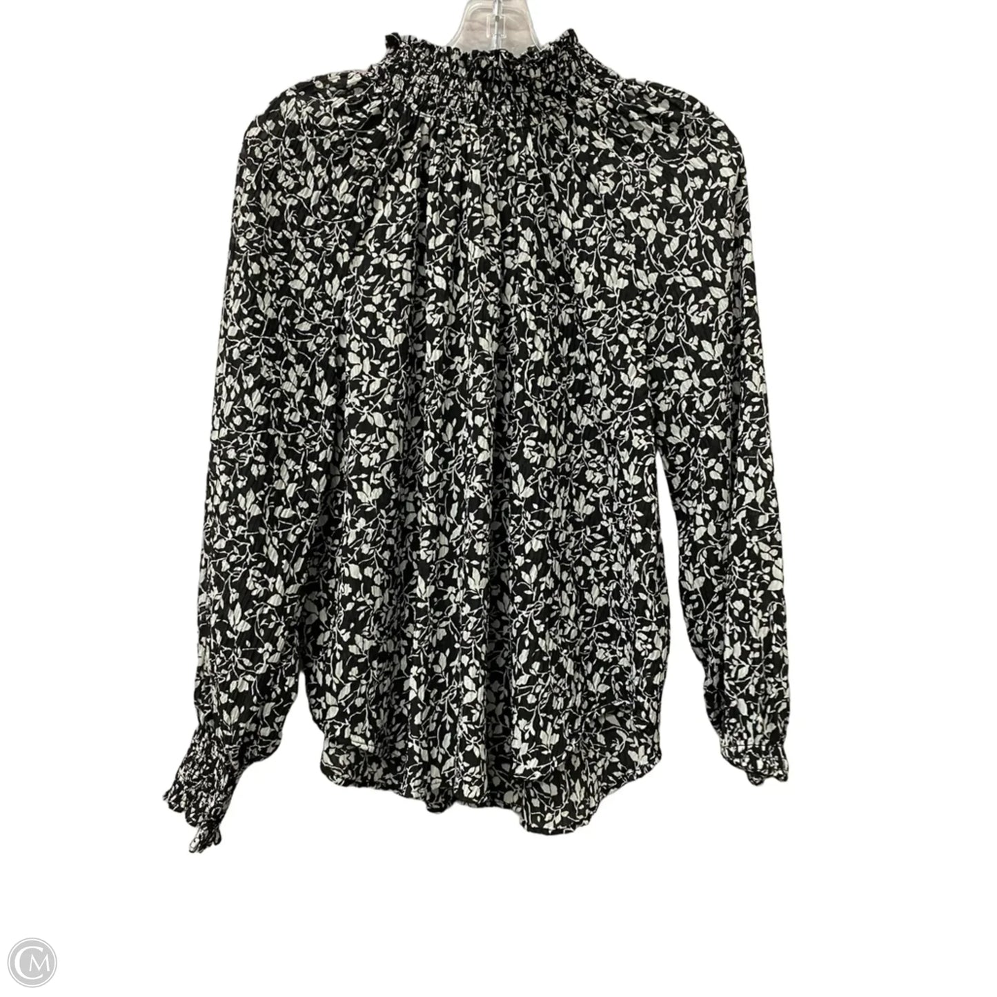 Top Long Sleeve By Loft In Black & White, Size: M