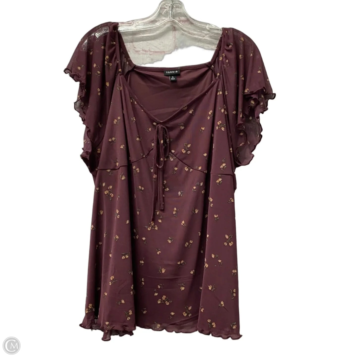 Top Short Sleeve By Torrid In Maroon, Size: 3x