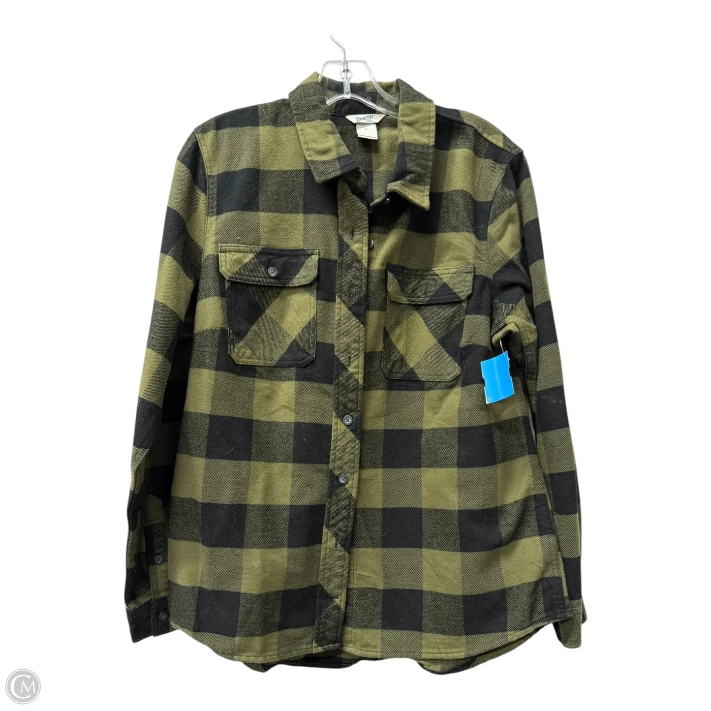 Athletic Top Long Sleeve Collar By Duluth Trading In Green, Size: L