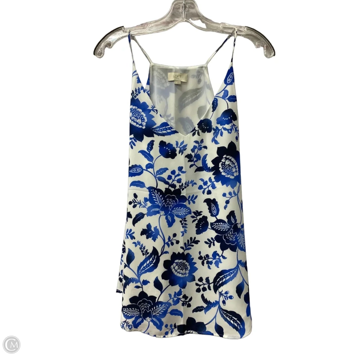 Top Sleeveless By Loft In Blue & White, Size: M