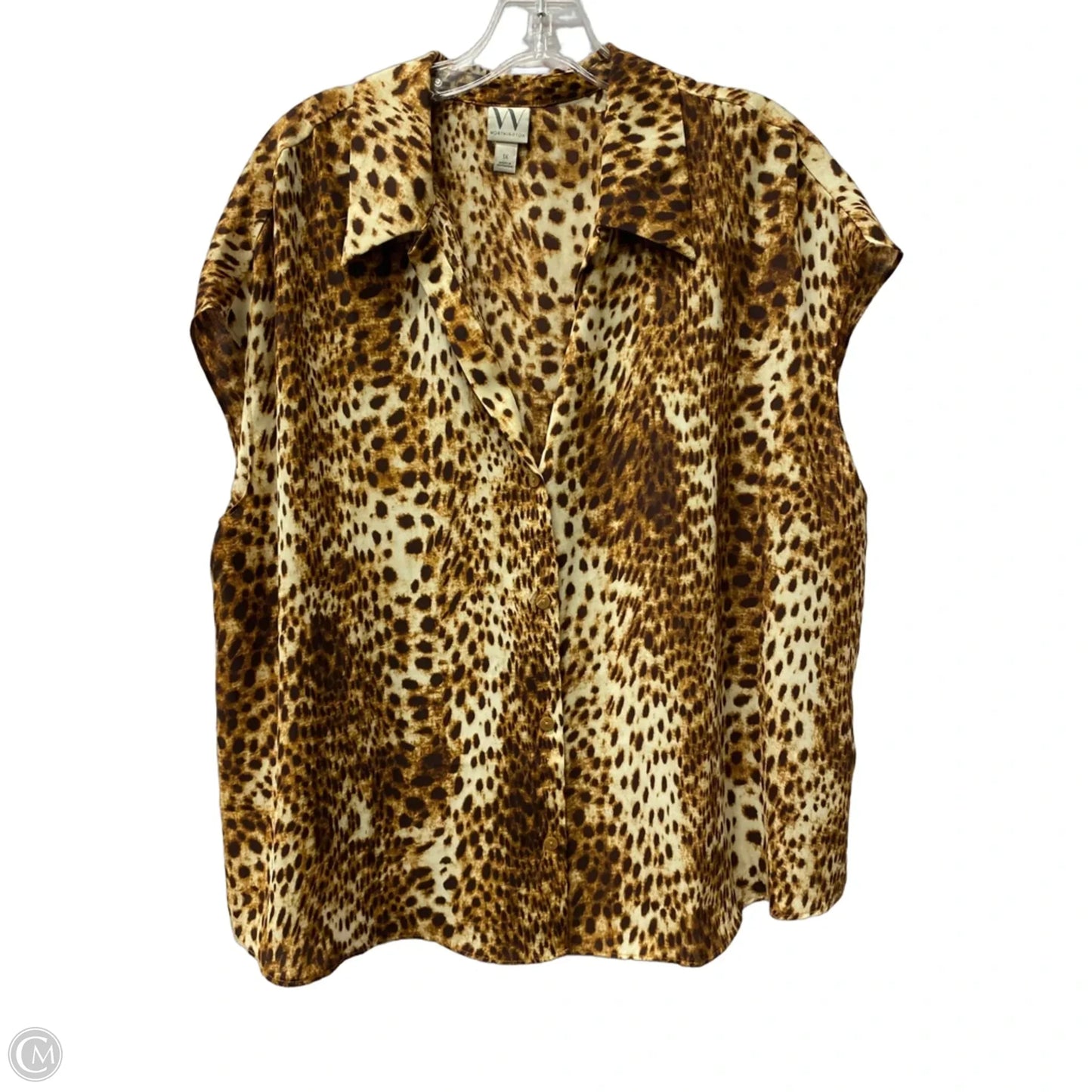 Top Short Sleeve By Worthington In Brown, Size: 1x