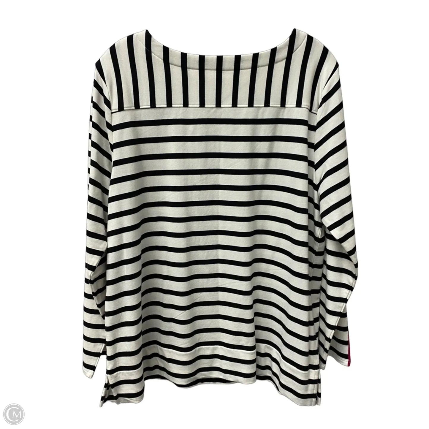 Top Long Sleeve By Chicos In Pink & White, Size: Xl