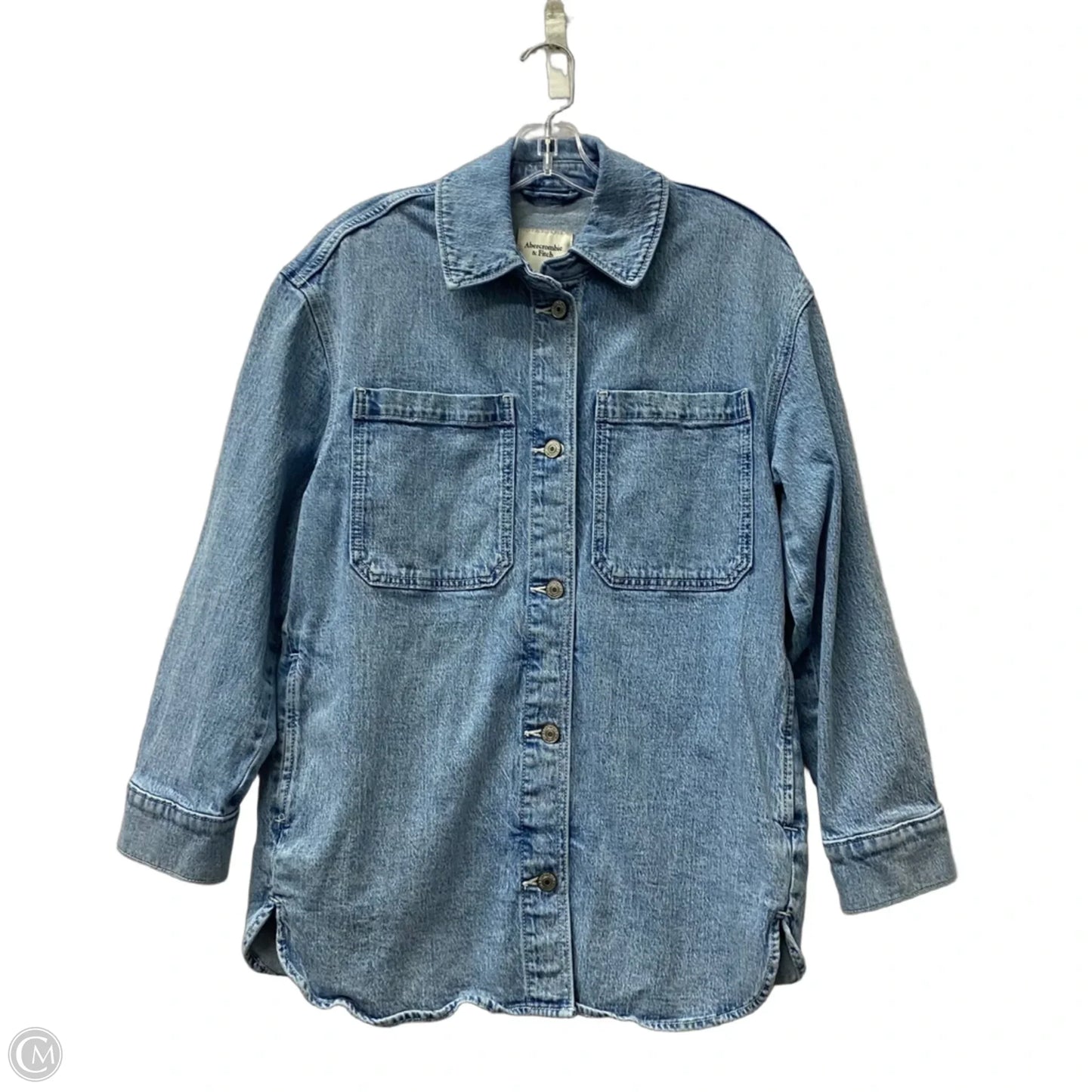 Jacket Shirt By Abercrombie And Fitch In Blue Denim, Size: S