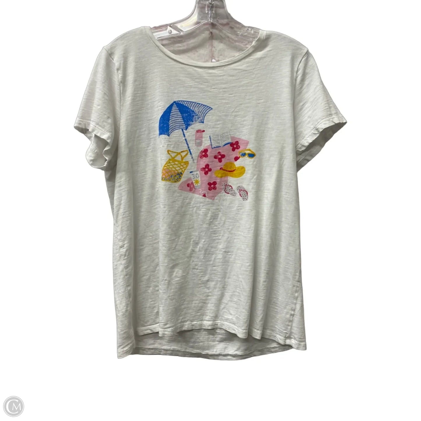 Top Short Sleeve By Loft In White, Size: L