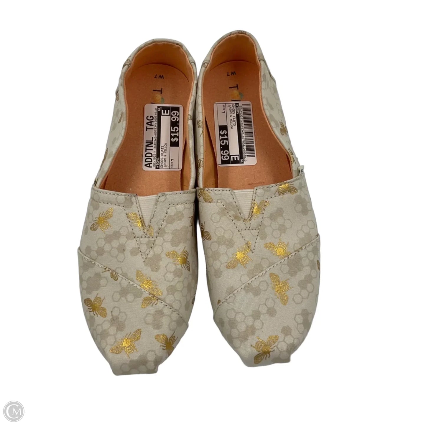 Shoes Flats By Toms In Cream & Yellow, Size: 7