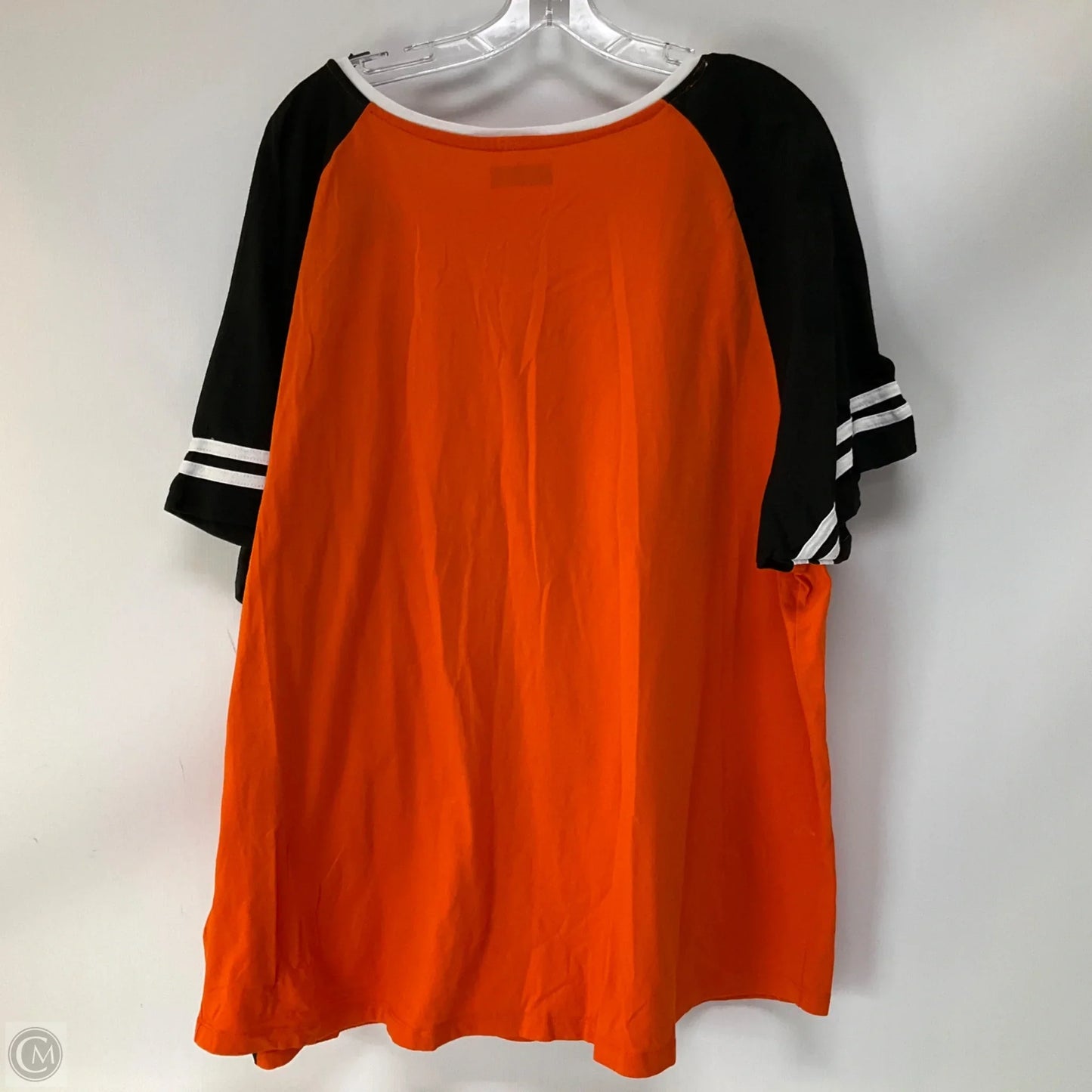 Athletic Top Short Sleeve By Nfl In Black & Orange, Size: 3x