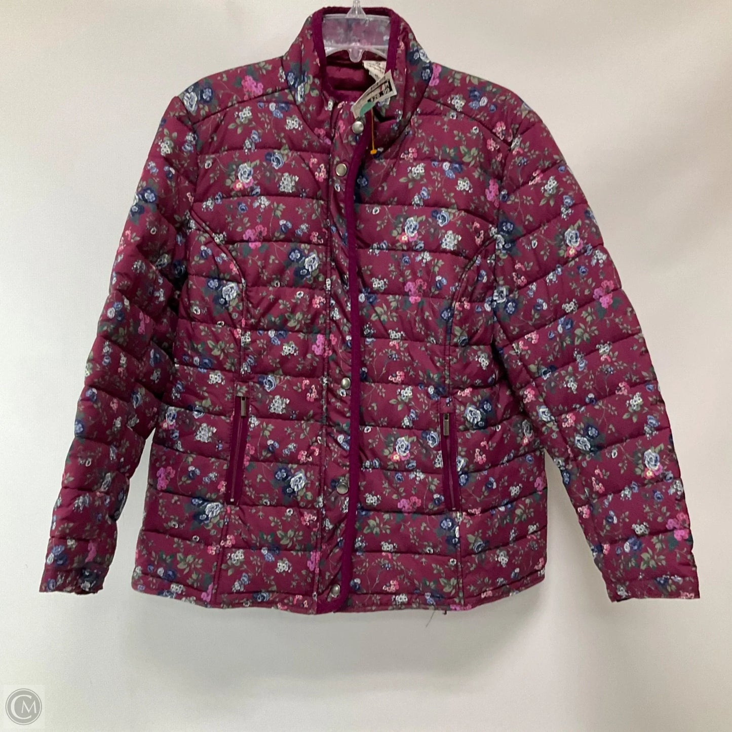 Jacket Puffer & Quilted By Appleseeds In Floral Print, Size: Lp