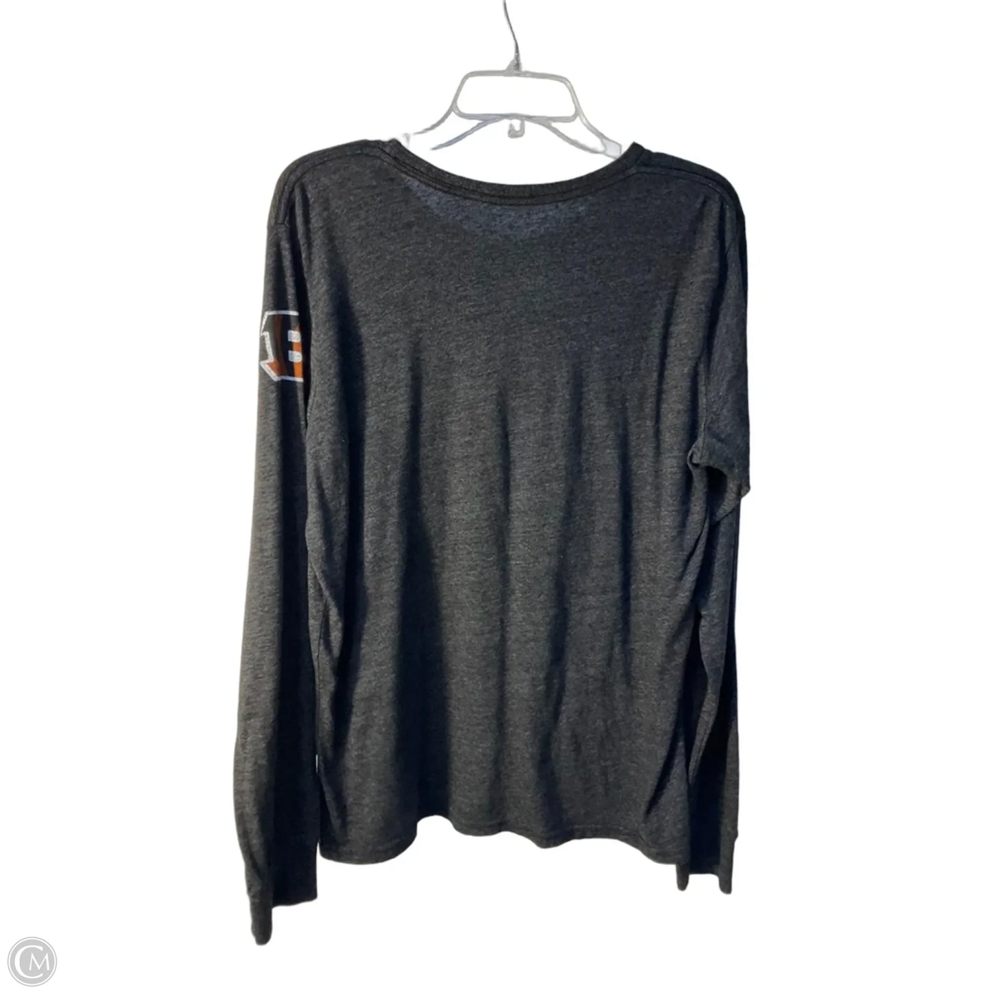 Athletic Top Long Sleeve Crewneck By Majestic In Grey & Orange, Size: L