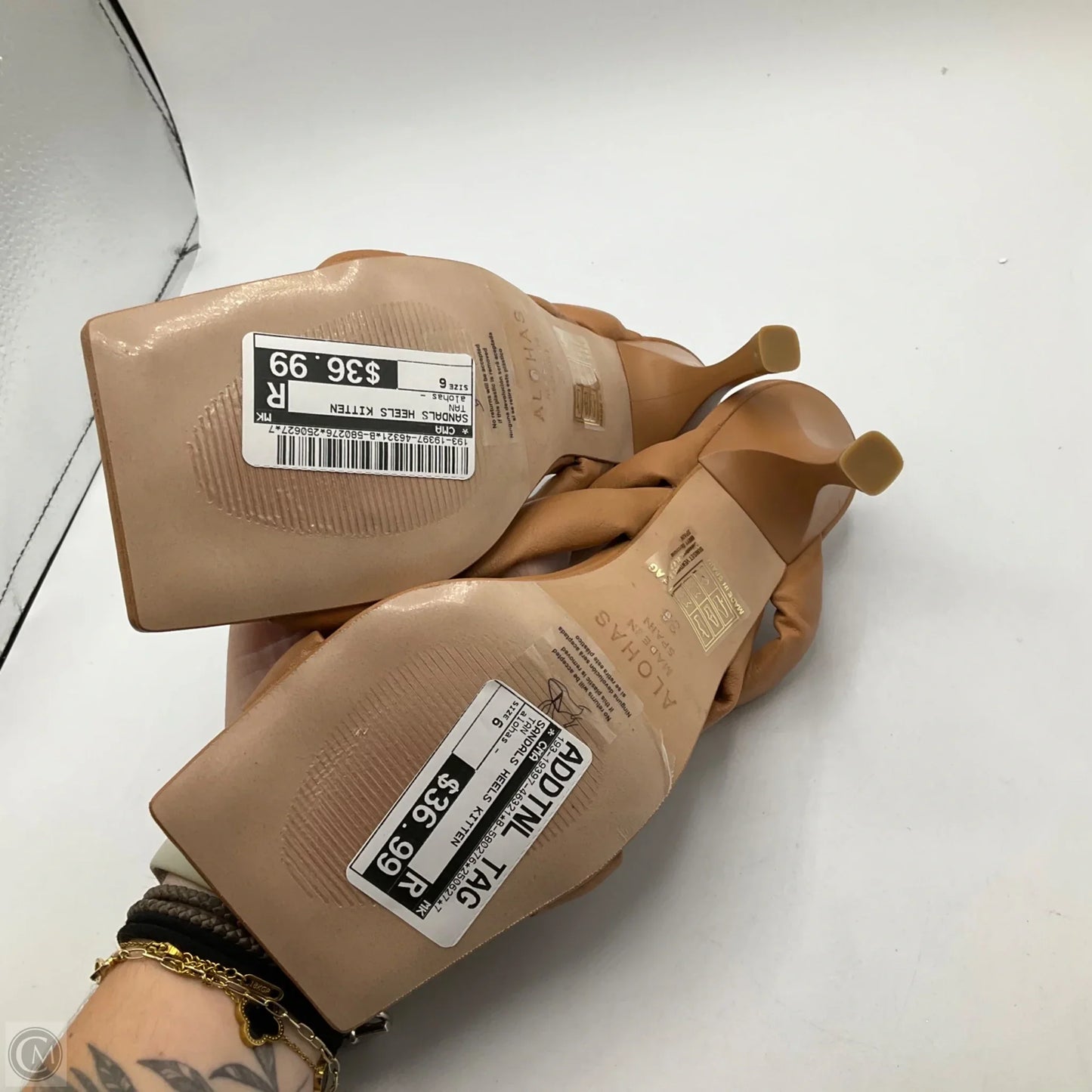 Sandals Heels Kitten By Cma In Tan, Size: 6