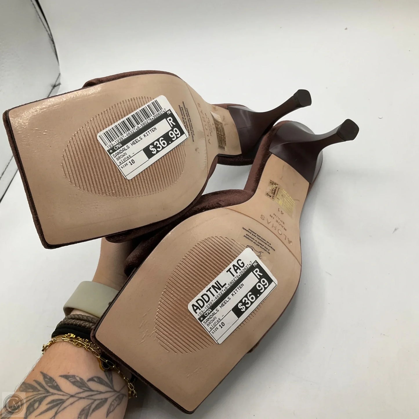 Sandals Heels Kitten By Cma In Brown, Size: 10