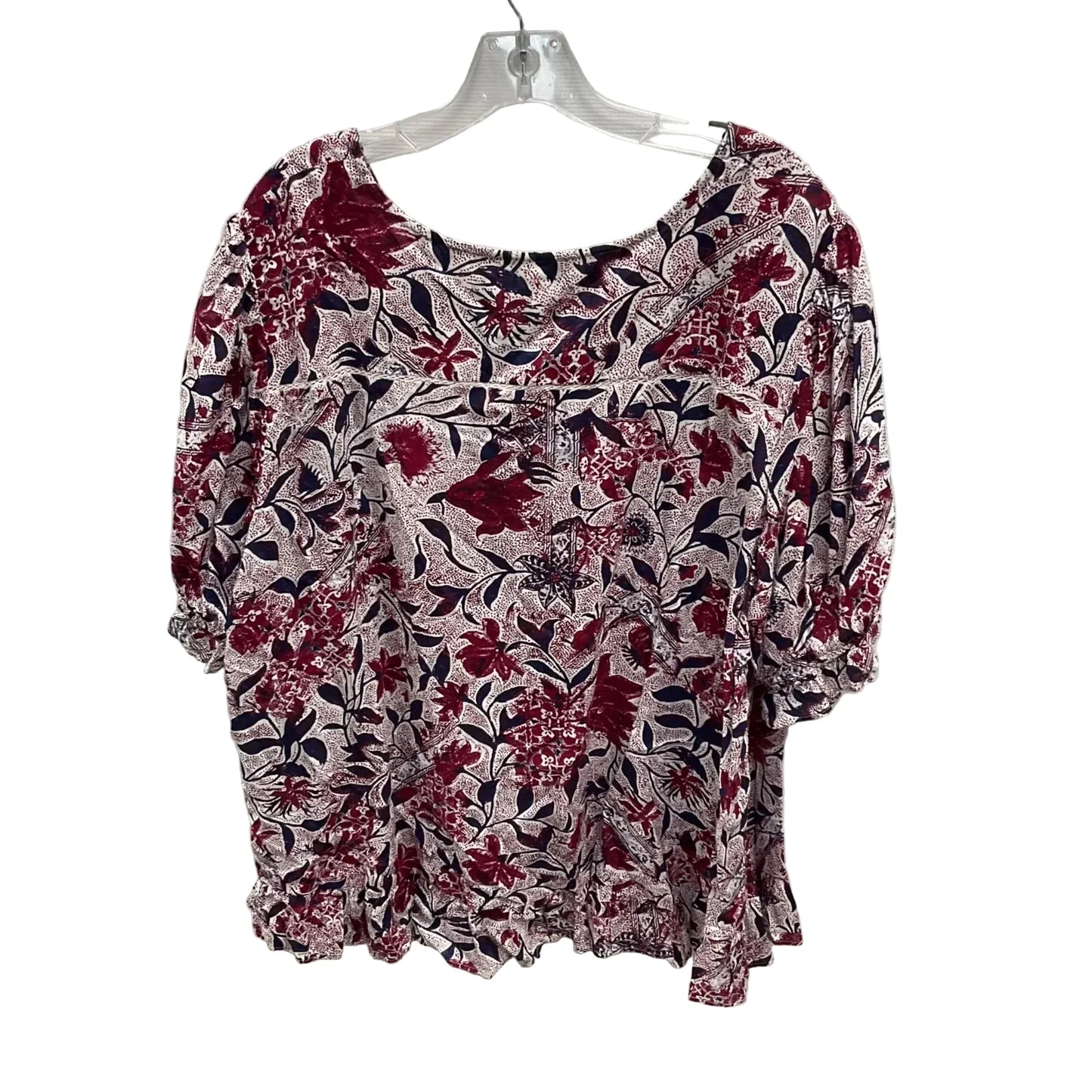 Top Short Sleeve By Lucky Brand In Floral Print, Size: 3x