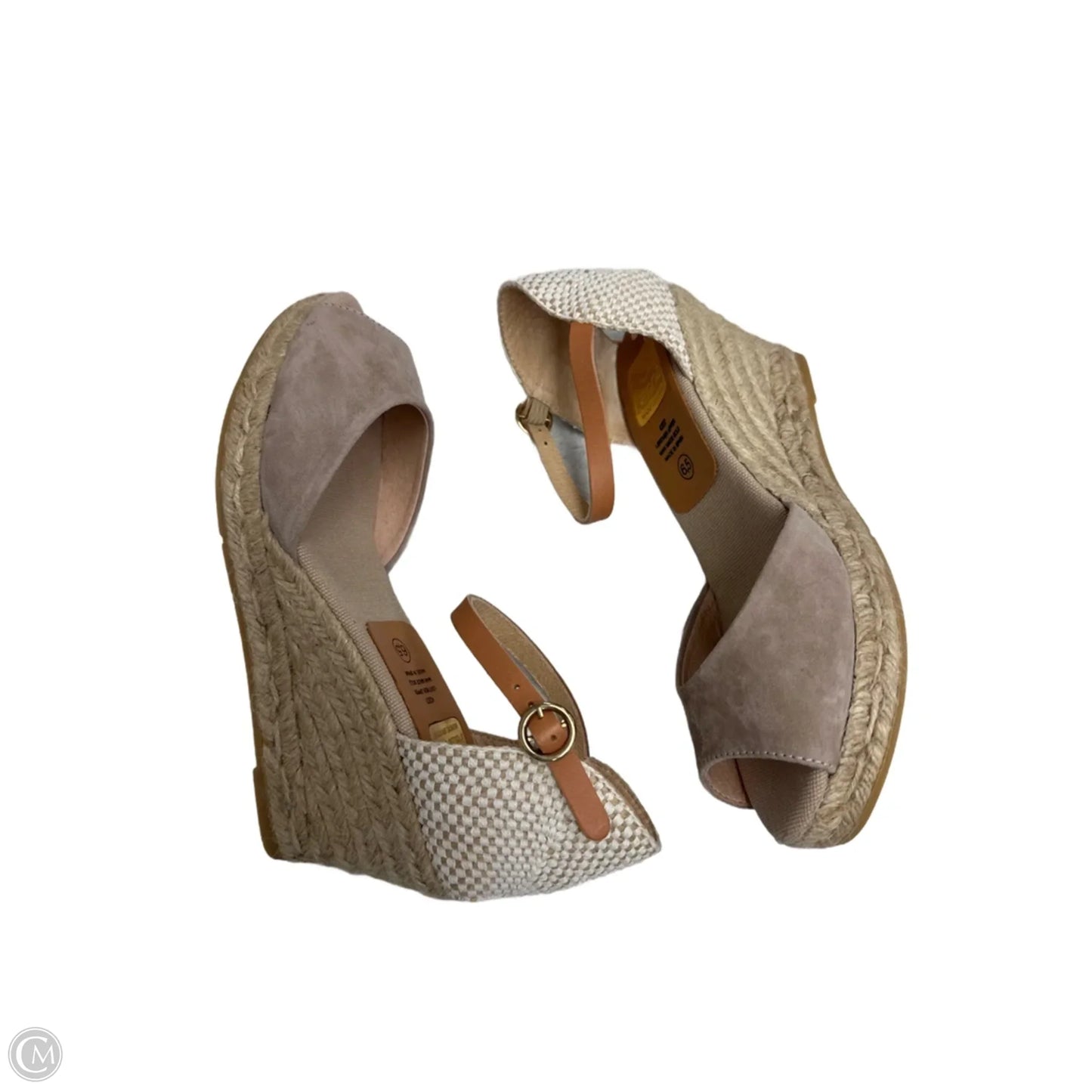 Sandals Heels Wedge By Clothes Mentor In Taupe, Size: 6.5