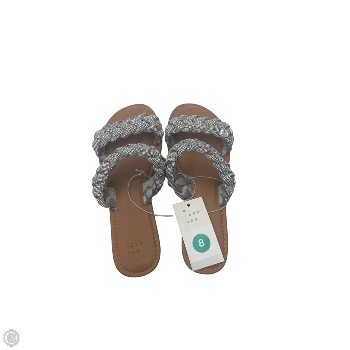 Sandals Flats By A New Day In Silver & Tan, Size: 8