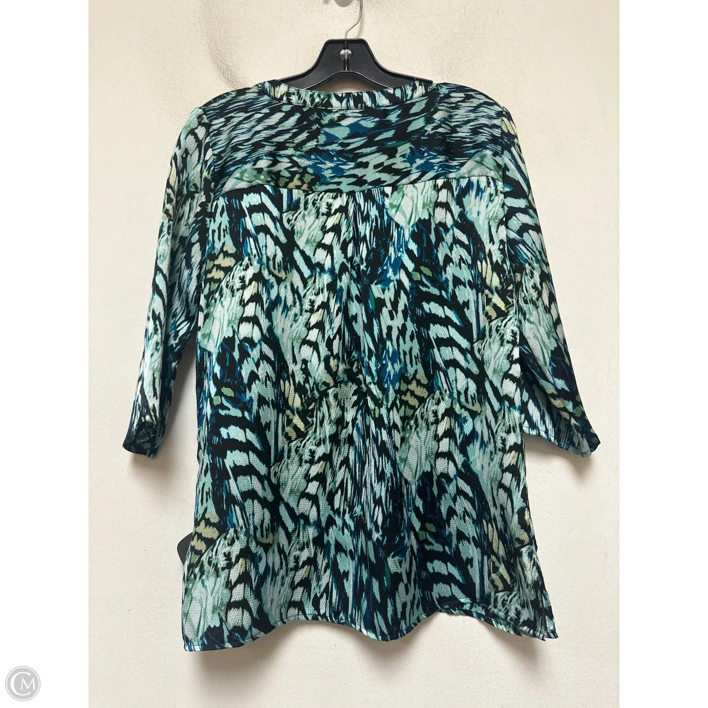 Top Short Sleeve By Chicos In Blue & Green, Size: M