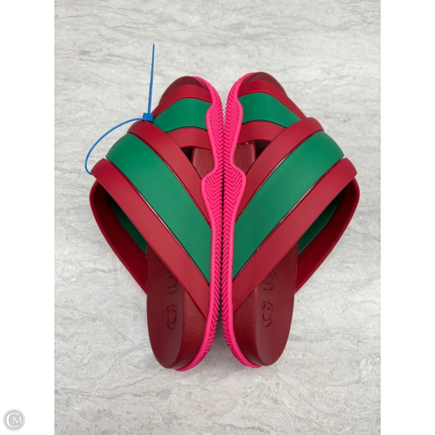 Sandals Luxury Designer By Gucci In Green & Red, Size: 9 (SZ 39)