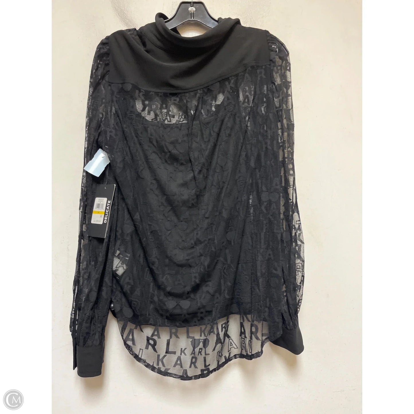 Top Long Sleeve Designer By Karl Lagerfeld In Black, Size: M