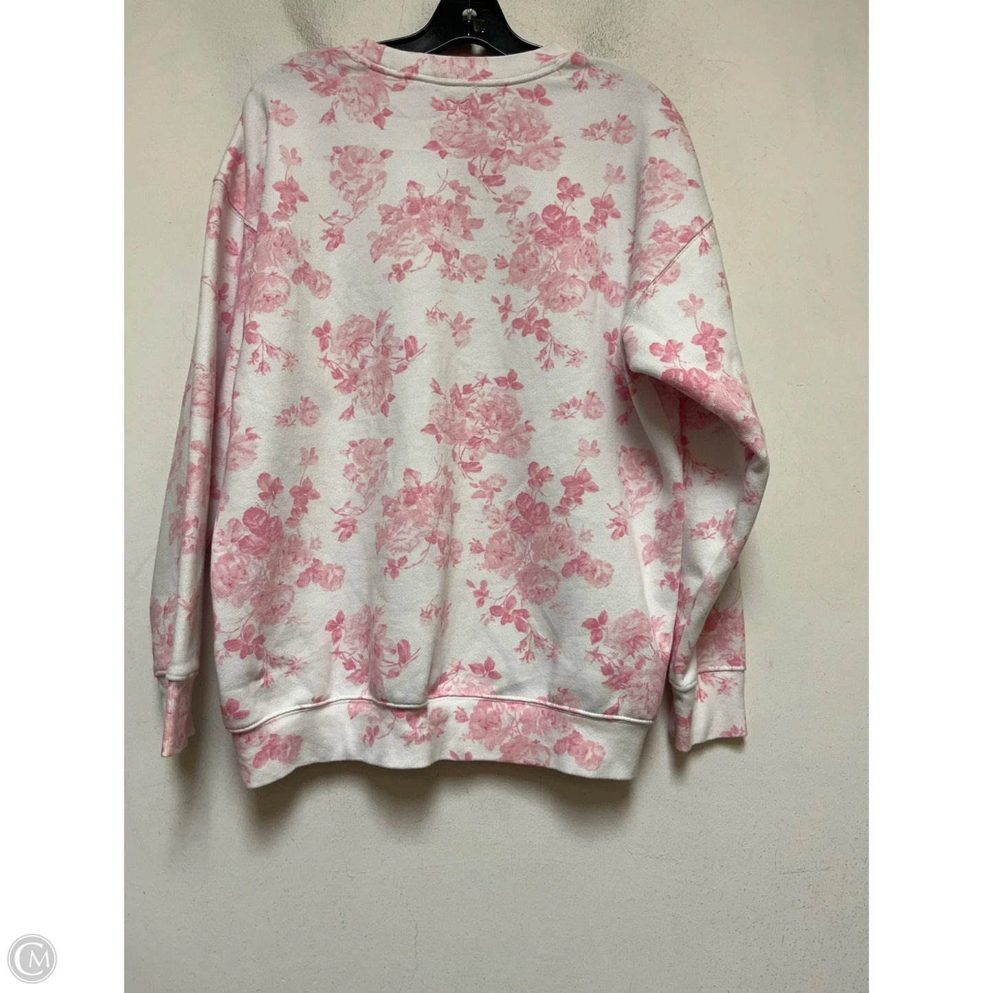 Sweatshirt Crewneck By Pinc In Pink & White, Size: M