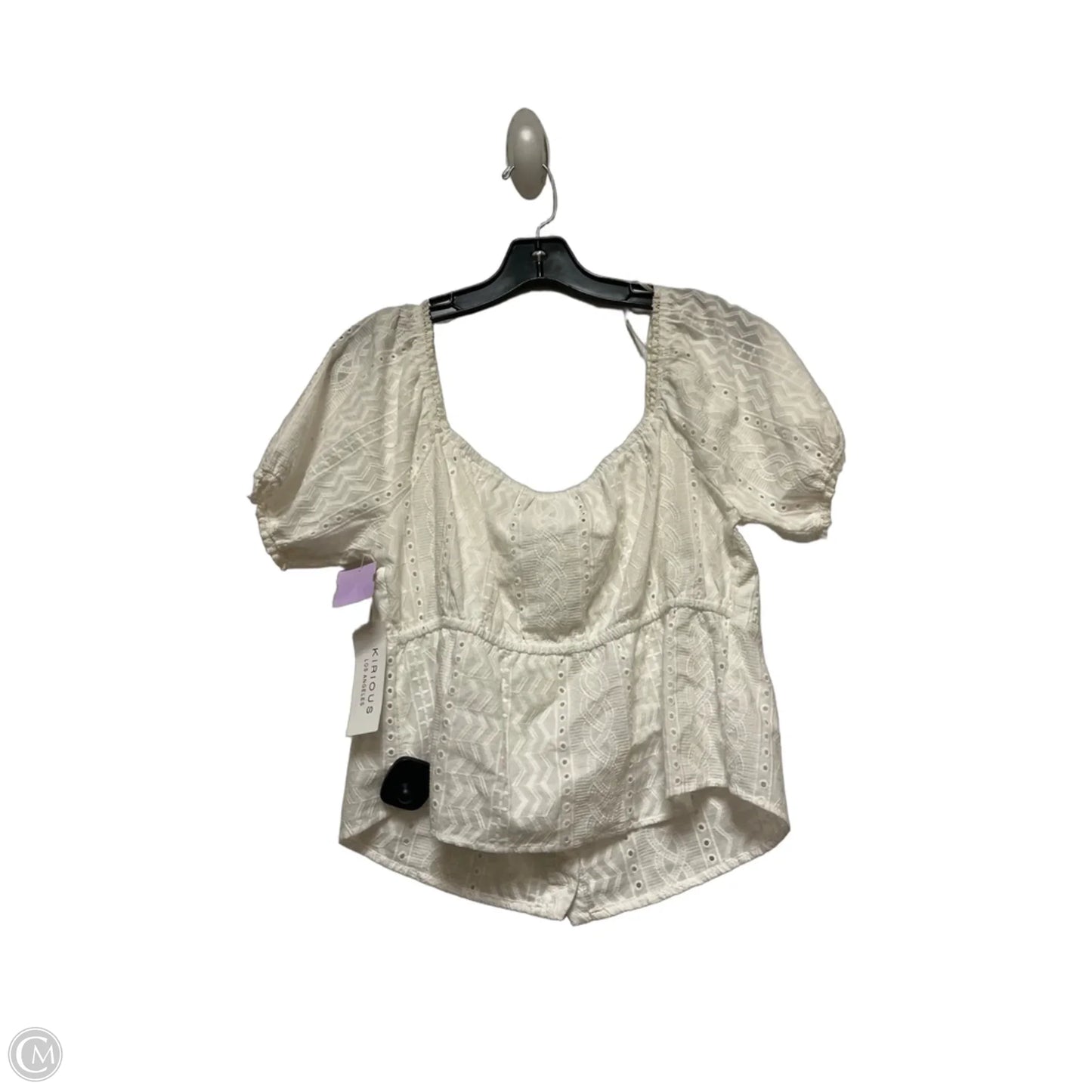 Top Short Sleeve By Kirious In White, Size: L